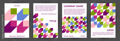 Educational catalog front page layout collection vector design. Bauhaus style material journal