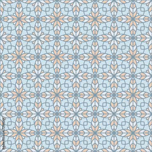 Creative floral geometry seamless vector tile pattern. Abstract flower repeating tiling wallpaper.