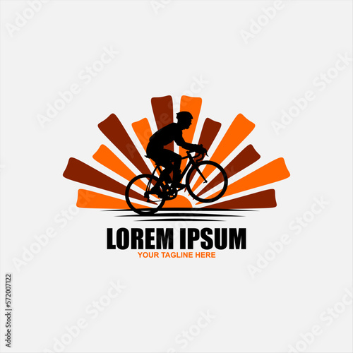 Downhill mountain bike logo template cyclist illustration