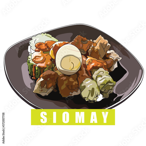 Siomay is food from Bandung, Indonesia with vector illustration style. Suitable for graphic design element and icon