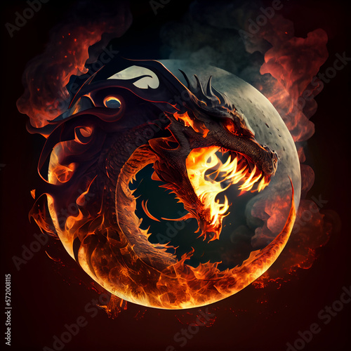 Dragon fire, dragon animal, dragon mythology, generative ai