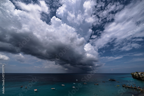 Thundershower scenery with growing clouds in the Caribbean  photo