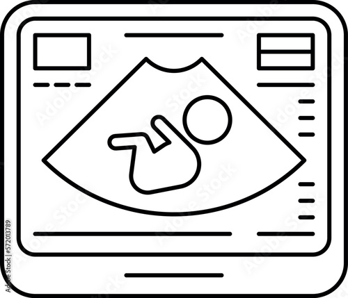 Pregnancy sonogram line icon. Baby expecting medical diagnostic