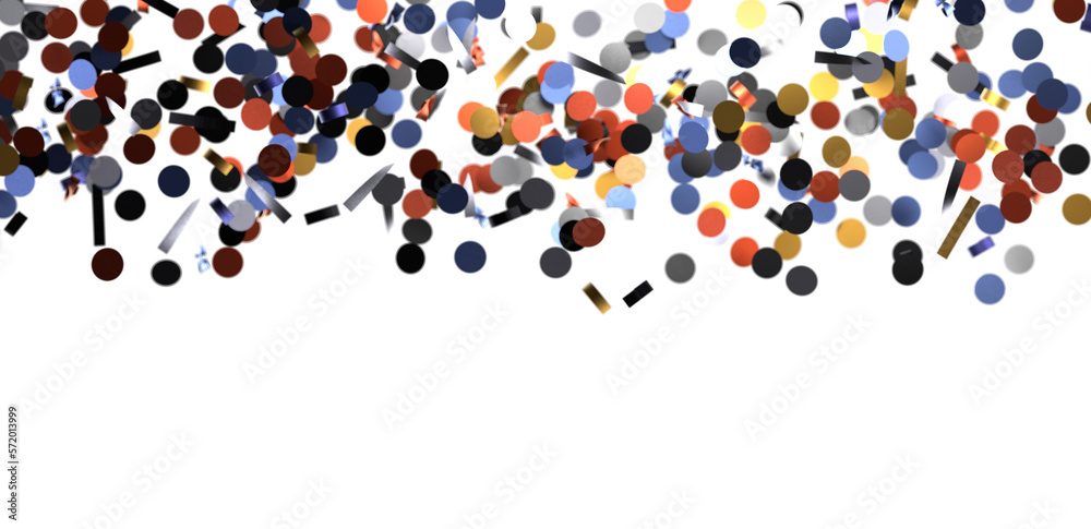 Multicolor confetti abstract background with a lot of falling pieces, isolated on a white background. Festive decorative tinsel element for design Multicolor confetti abstract background with a lot of falling pieces, isolated on a white background. Festive decorative tinsel element for design
