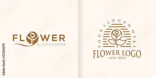 Lotus Flower Collection Abstract logo Beauty Spa Salon Cosmetic brand Linear Style. Looped Leaves Logotype design vector Luxury Fashion template part 3