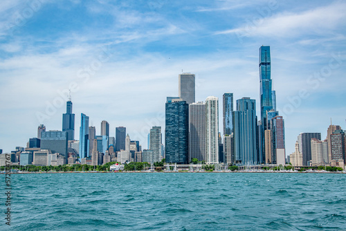 Chicago City Skyline / Coastline on a Sunny Day From Lake Michigan