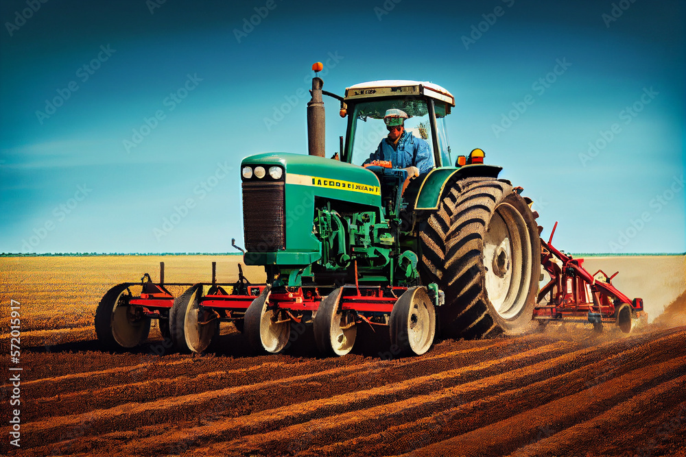 Moderner Traktor in Aktion: Effiziente Landwirtschaft auf dem Feld - Generative Ai Moderner Traktor in Aktion: Effiziente Landwirtschaft auf dem Feld - Generative Ai
