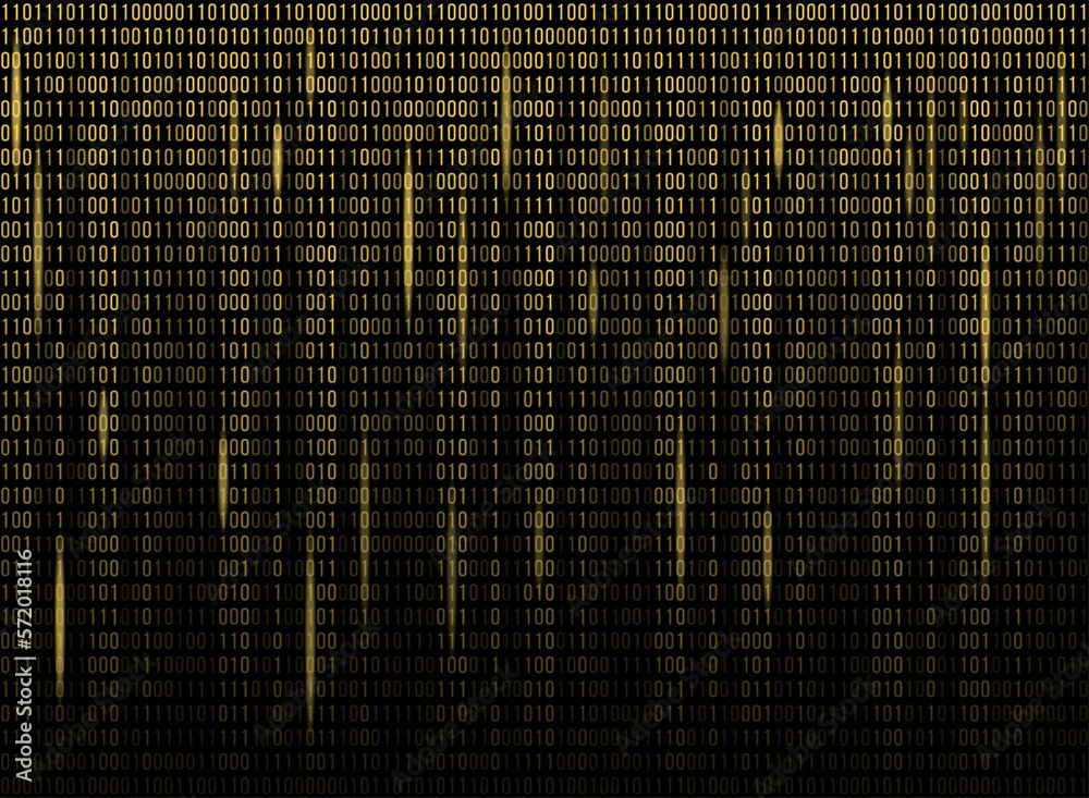 Binary code background. Yellow program code in matrix style Stock ...