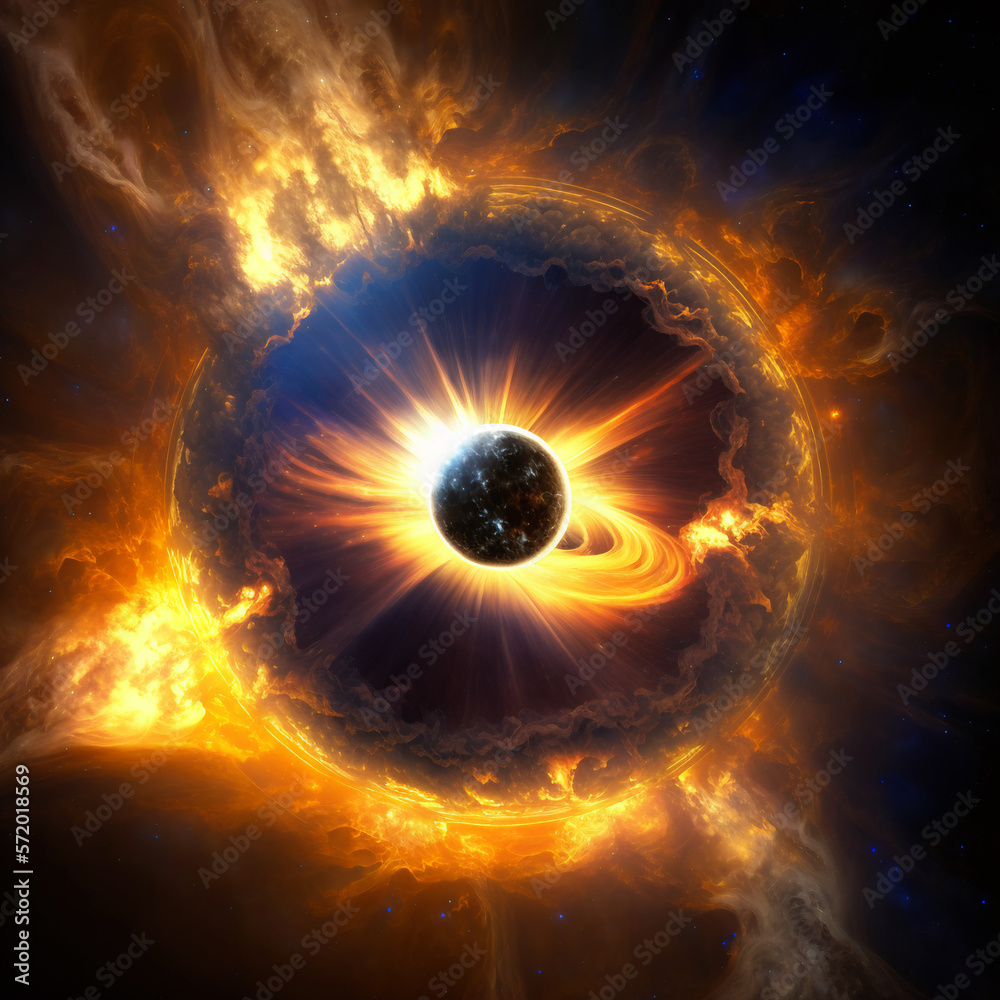 Fototapeta premium A large black hole (gravitational singularity) in deep space. 