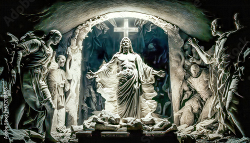 Jesus Auferstehung Resurrection Ostern Abstrakte Surreale Illustration Grafik Geneerative AI Digital Art Hintergrund Cover photo