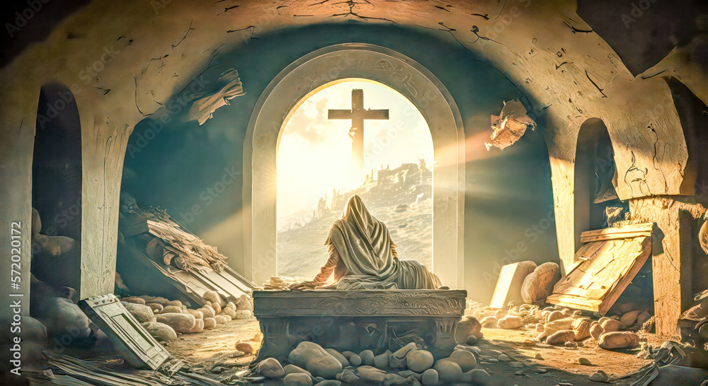 Jesus Auferstehung von den Toten Ostern Abstrakte Surreale Illustration