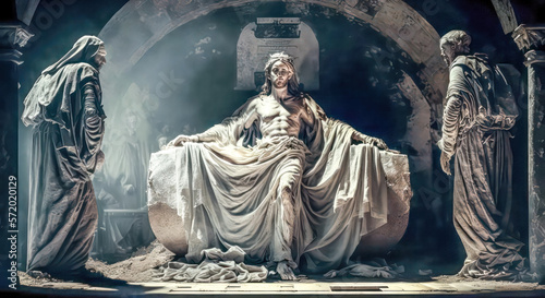Jesus Auferstehung von den Toten Ostern Abstrakte Surreale Illustration Grafik Geneerative AI Digital Art Hintergrund Cover