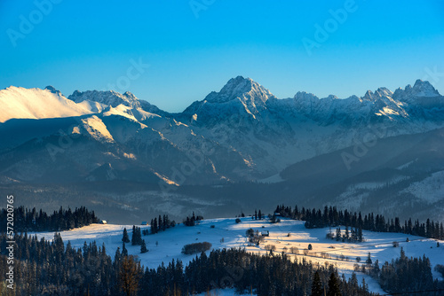 view of the Tatra Mountains during a sunny afternoon