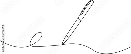 One continuous line of pen writing on a sheet. Vector illustration. photo