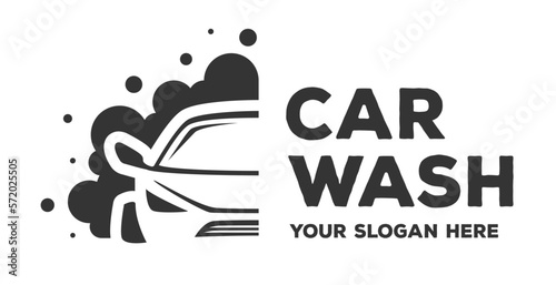 Car wash logotype black color flat style isolated on white background for banner design, service company vector 10 eps