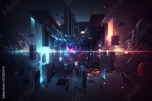 tech space background with lights