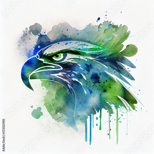 Vector Illustration of Hawk in Green and Blue.generative ai