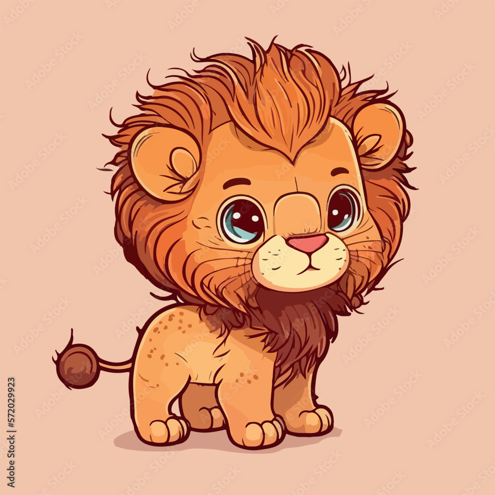 Obraz premium Cute baby lion cartoon vector illustration