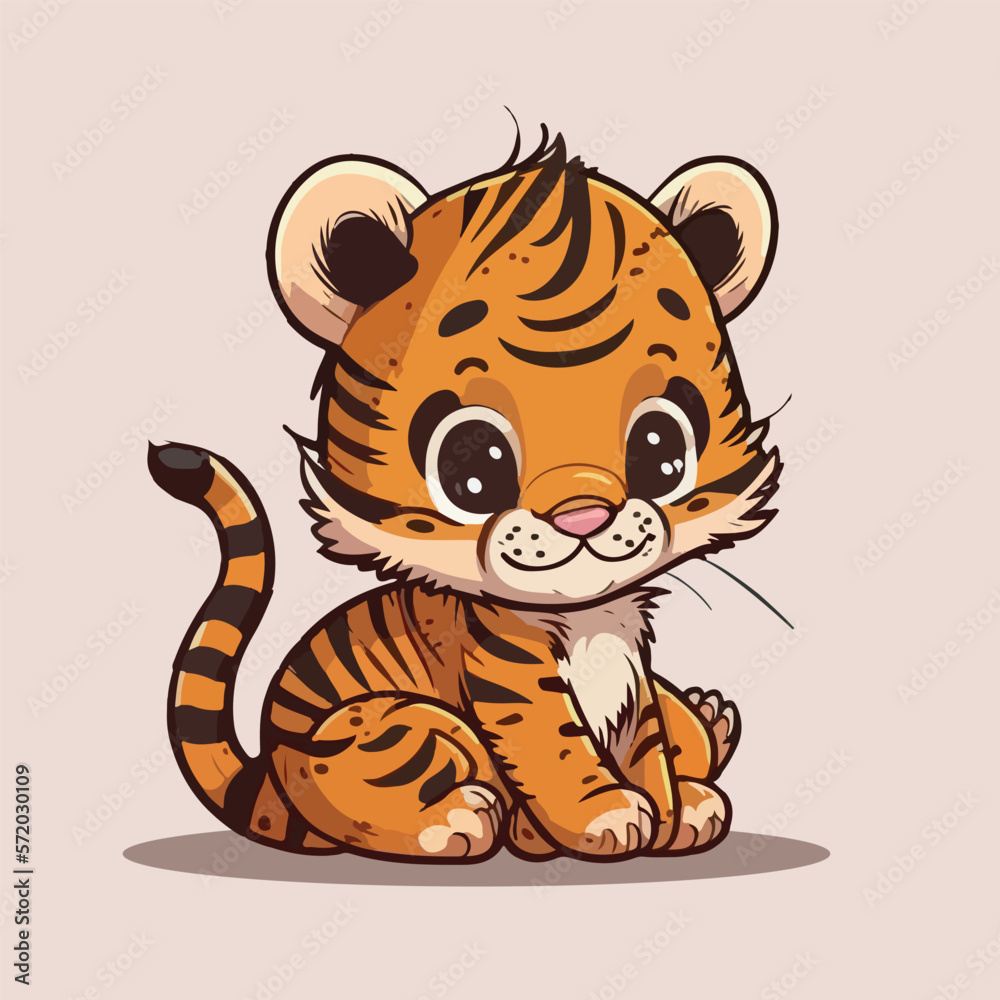 Cute baby tiger cartoon vector illustration