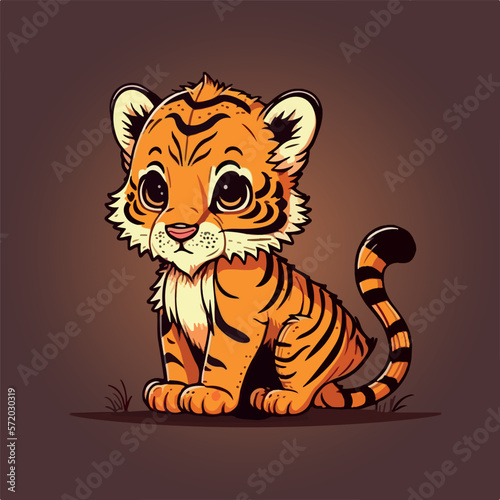 Fototapeta Naklejka Na Ścianę i Meble -  Cute baby tiger cartoon vector illustration