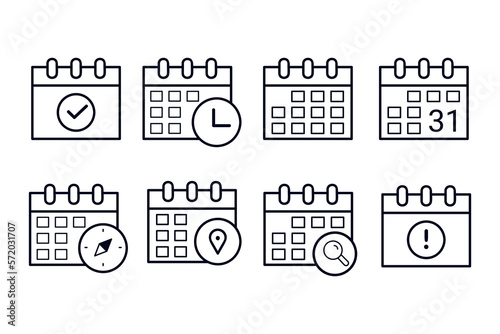 Simple Calendar Icon Pack in vector line art