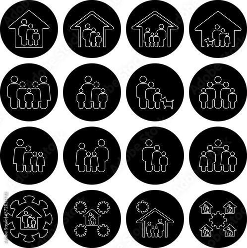 Family icon set, population people group society vector collection
