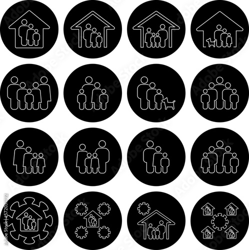 Family icon set, population people group society vector collection