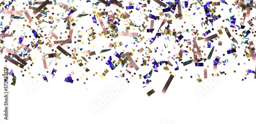 Multicolor confetti abstract background with a lot of falling pieces, isolated on a white background. Festive decorative tinsel element for design © vegefox.com