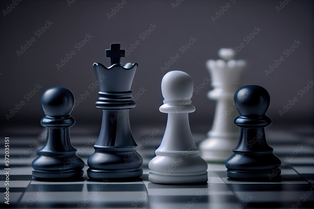 Chess king on chess board game with chess figures. AI Generated Chess king on chess board game with chess figures. AI Generated