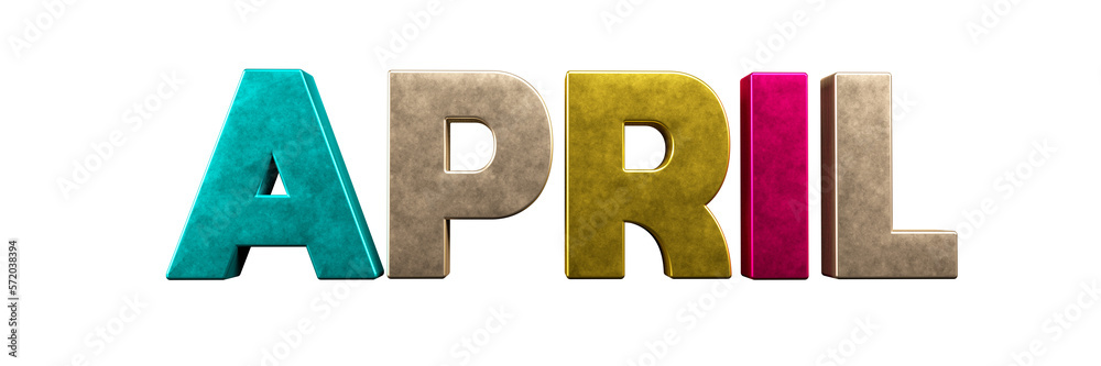 Bold and Colorful 3D April Text Illustration in Shades of Magenta, Blue, Gold, and Purple on a Transparent Background - Perfect for Web, Print, and Social Media Designs Bold and Colorful 3D April Text Illustration in Shades of Magenta, Blue, Gold, and Purple on a Transparent Background - Perfect for Web, Print, and Social Media Designs