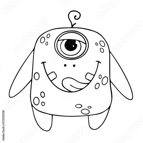 Linear sketches, coloring pages of little cute monsters, mutants. Vector graphics.