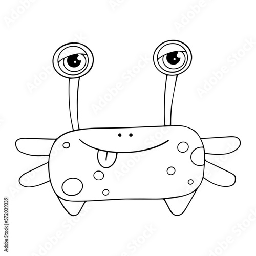 Linear sketches, coloring pages of little cute monsters, mutants. Vector graphics.
