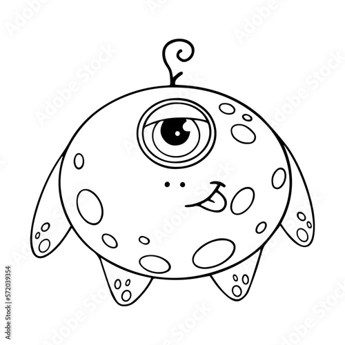 Linear sketches, coloring pages of little cute monsters, mutants. Vector graphics.