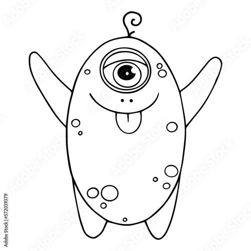 Linear sketches, coloring pages of little cute monsters, mutants. Vector graphics.