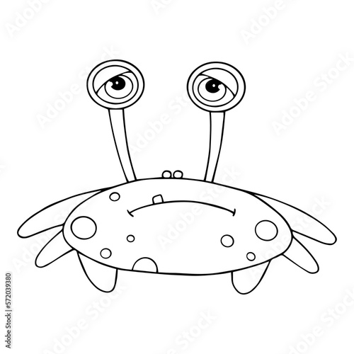 Linear sketches, coloring pages of little cute monsters, mutants. Vector graphics.