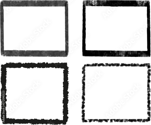 Hand drawn vector squares, black lines, grunge. Set of frames in grunge style. paint texture
