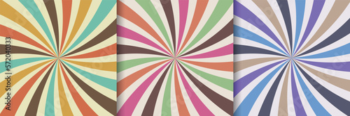 Set of retro sunburst background, 80s style, poster design