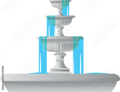 Fountain cartoon icon. City park water decoration