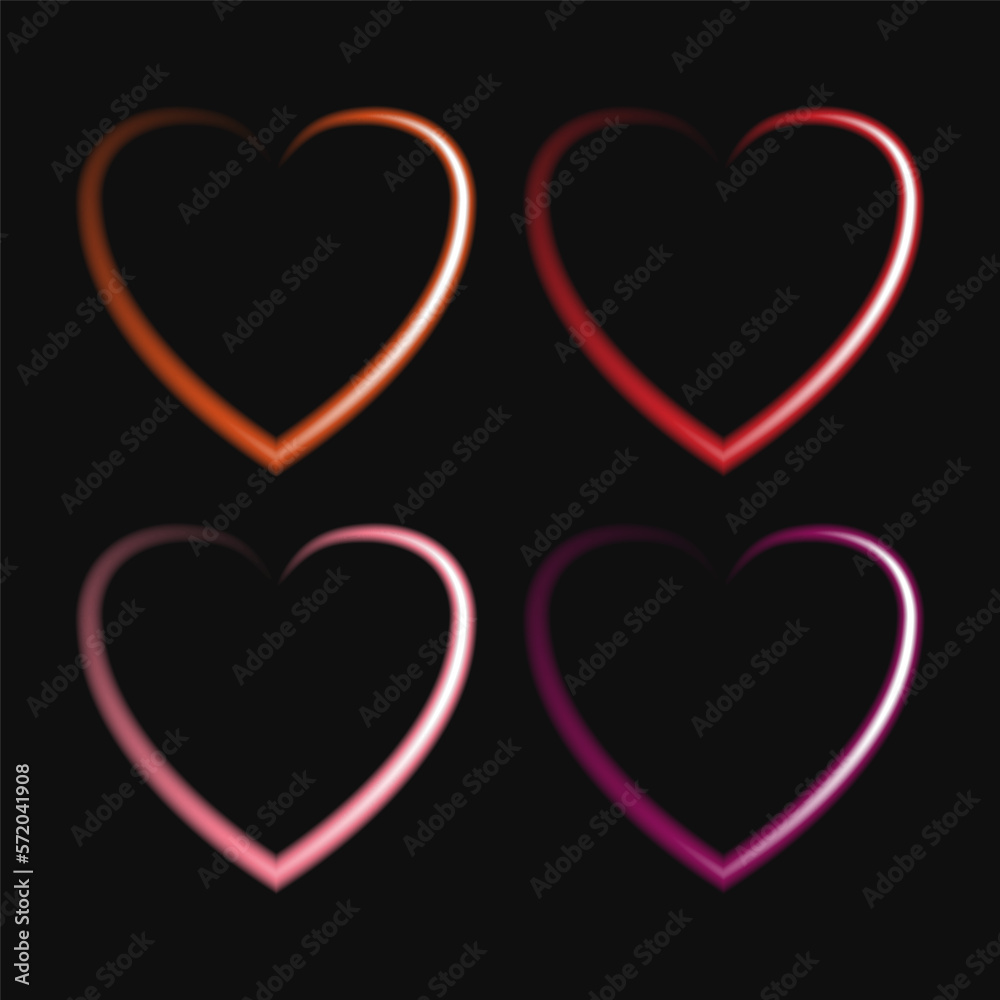Neon heart on black background vector illustration