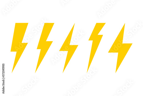 Set lightning icons. Lightning bolt vector