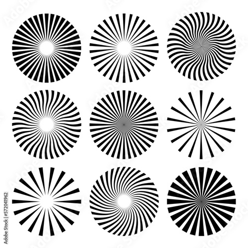 Bursting rays sunrise. Radial sun burst vector