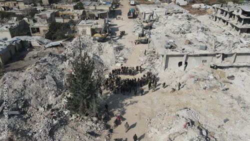 Turkey and Syria earthquake. Ruined houses after a strong earthquake. photo