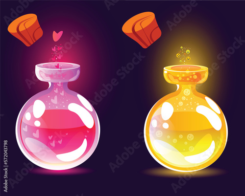 bottle and glass, potion sets