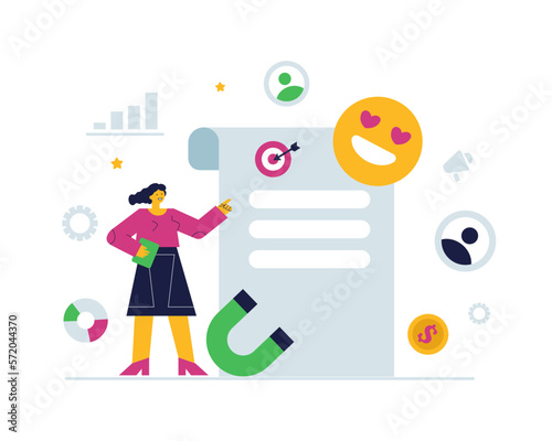 The concept of a successful lead form. A metaphor for attracting new customers by filling out a questionnaire.