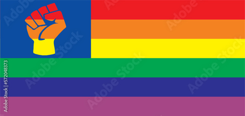Vector rainbow flag of the LGBT community. LGBT symbol in  rainbow color. Fist.