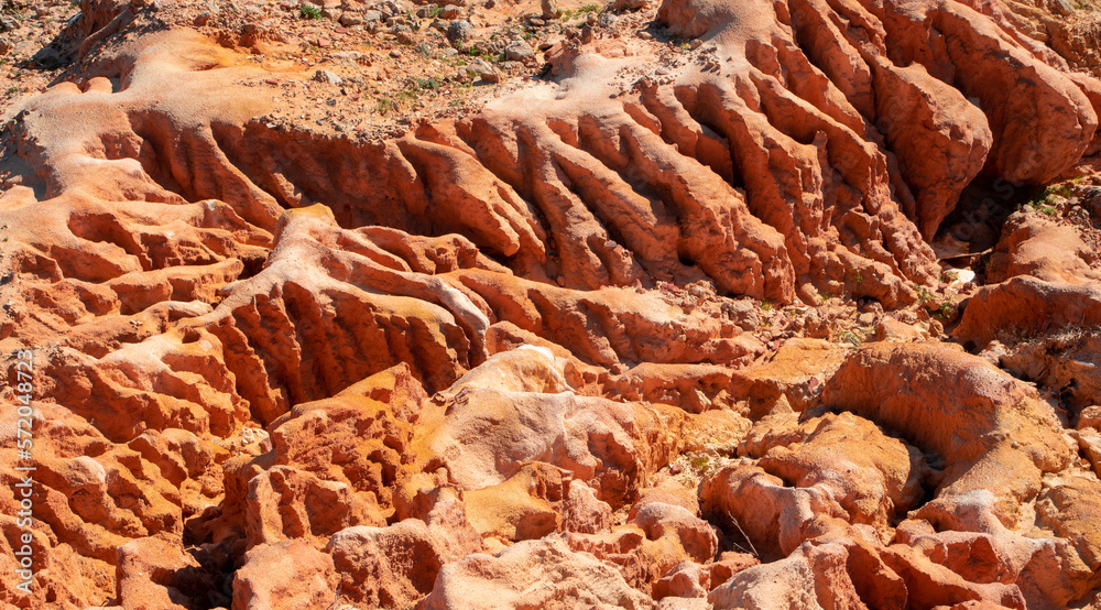 A close-up of soil eroded by water and rain A close-up of soil eroded by water and rain