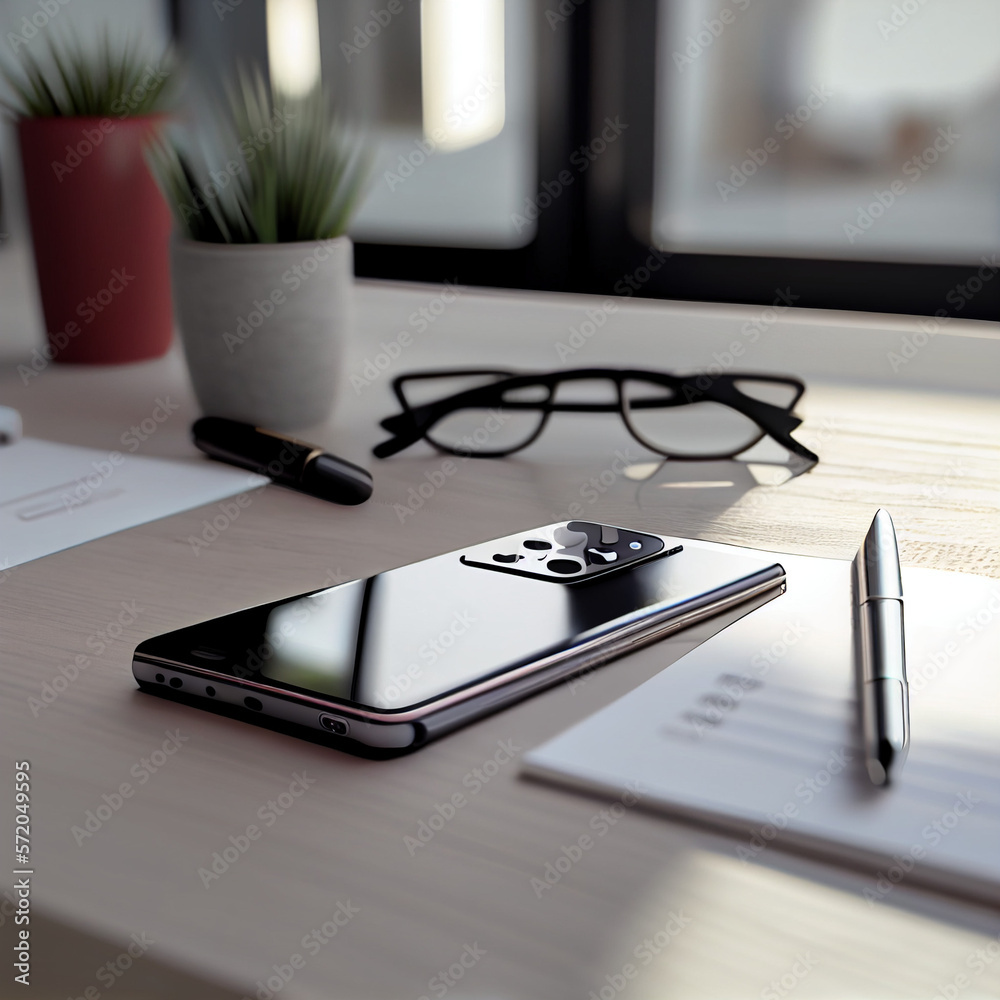 Smartphone On Desk AI Smartphone On Desk AI