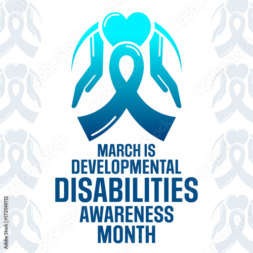 March is Developmental Disabilities Awareness Month. Vector illustration. Holiday poster.
