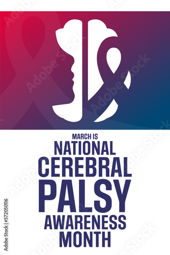 March is National Cerebral Palsy Awareness Month. Vector illustration. Holiday poster.