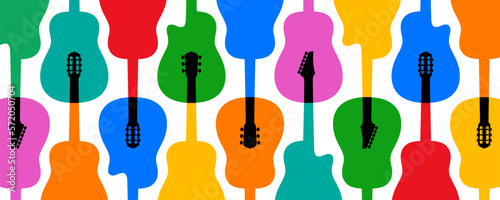 Colorful guitars modern style musical vector background.
